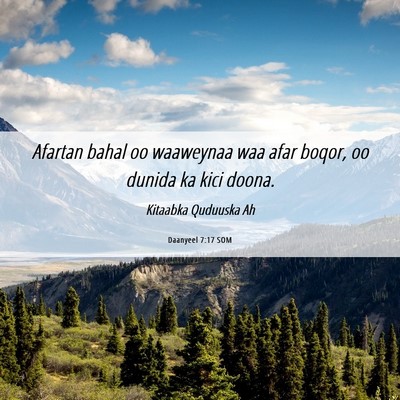 Picture 06 - Daanyeel 7:17 SOM - Afartan bahal oo waaweynaa waa afar boqor, oo - Bible Verse Picture