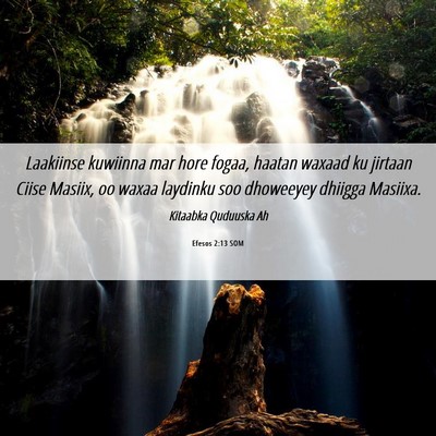 Picture 06 - Efesos 2:13 SOM - Laakiinse kuwiinna mar hore fogaa, haatan waxaad - Bible Verse Picture