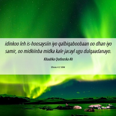 Picture 06 - Efesos 4:2 SOM - idinkoo leh is-hoosaysiin iyo qalbiqaboobaan oo - Bible Verse Picture