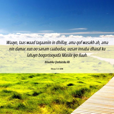 Picture 06 - Efesos 5:5 SOM - Waayo, taas waad taqaaniin in dhillay, ama qof - Bible Verse Picture