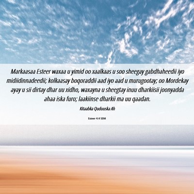 Picture 06 - Esteer 4:4 SOM - Markaasaa Esteer waxaa u yimid oo xaalkaas u soo - Bible Verse Picture