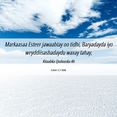 Picture 06 - Esteer 5:7 SOM - Markaasaa Esteer jawaabtay oo tidhi, Baryadayda - Bible Verse Picture
