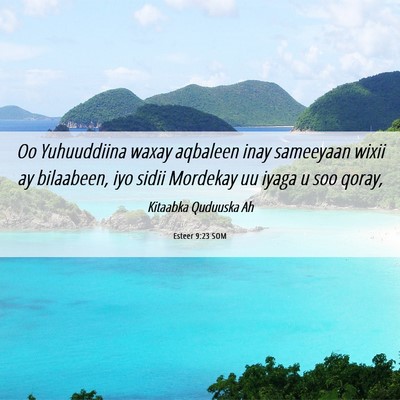 Picture 06 - Esteer 9:23 SOM - Oo Yuhuuddiina waxay aqbaleen inay sameeyaan - Bible Verse Picture