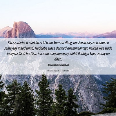 Picture 06 - Falimaha Rasuullada 10:33 SOM - Sidaas darteed markiiba cid baan kuu soo diray; - Bible Verse Picture