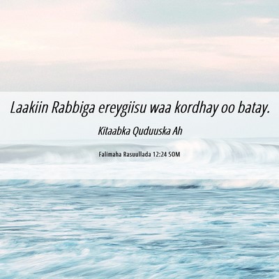 Picture 06 - Falimaha Rasuullada 12:24 SOM - Laakiin Rabbiga ereygiisu waa kordhay oo - Bible Verse Picture