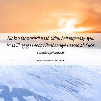 Picture 06 - Falimaha Rasuullada 13:23 SOM - Ninkan farcankiisii Ilaah siduu ballanqaaday ayuu - Bible Verse Picture