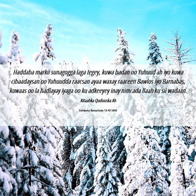 Picture 06 - Falimaha Rasuullada 13:43 SOM - Haddaba markii sunagogga laga tegey, kuwa badan - Bible Verse Picture