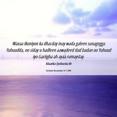 Picture 06 - Falimaha Rasuullada 14:1 SOM - Waxaa Ikoniyon ka dhacday inay wada galeen - Bible Verse Picture