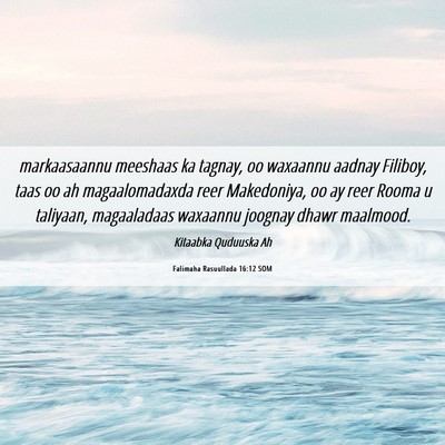 Picture 06 - Falimaha Rasuullada 16:12 SOM - markaasaannu meeshaas ka tagnay, oo waxaannu - Bible Verse Picture