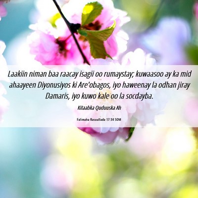 Picture 06 - Falimaha Rasuullada 17:34 SOM - Laakiin niman baa raacay isagii oo rumaystay; - Bible Verse Picture