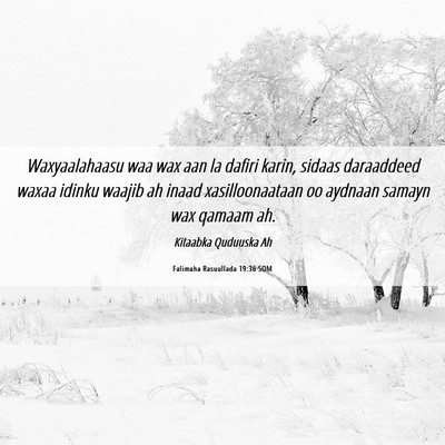Picture 06 - Falimaha Rasuullada 19:36 SOM - Waxyaalahaasu waa wax aan la dafiri karin, sidaas - Bible Verse Picture