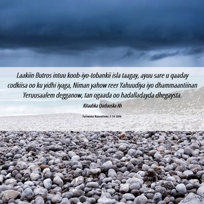 Picture 06 - Falimaha Rasuullada 2:14 SOM - Laakiin Butros intuu koob-iyo-tobankii isla - Bible Verse Picture
