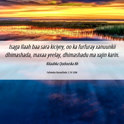 Picture 06 - Falimaha Rasuullada 2:24 SOM - Isaga Ilaah baa sara kiciyey, oo ka furfuray - Bible Verse Picture