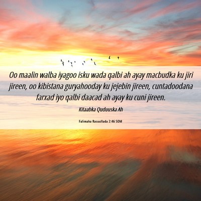 Picture 06 - Falimaha Rasuullada 2:46 SOM - Oo maalin walba iyagoo isku wada qalbi ah ayay - Bible Verse Picture