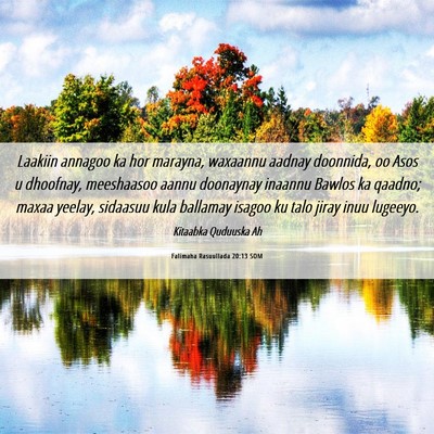 Picture 06 - Falimaha Rasuullada 20:13 SOM - Laakiin annagoo ka hor marayna, waxaannu aadnay - Bible Verse Picture