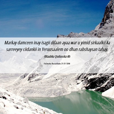 Picture 06 - Falimaha Rasuullada 21:31 SOM - Markay damceen inay isagii dilaan ayaa war u - Bible Verse Picture