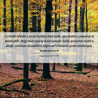 Picture 06 - Falimaha Rasuullada 24:10 SOM - Oo markii taliyuhu u gacan haadiyey inuu hadlo, - Bible Verse Picture