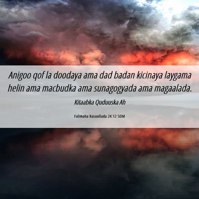 Picture 06 - Falimaha Rasuullada 24:12 SOM - Anigoo qof la doodaya ama dad badan kicinaya - Bible Verse Picture