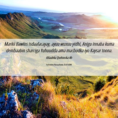 Picture 06 - Falimaha Rasuullada 25:8 SOM - Markii Bawlos isdaafacayay, ayuu wuxuu yidhi, - Bible Verse Picture