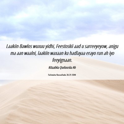 Picture 06 - Falimaha Rasuullada 26:25 SOM - Laakiin Bawlos wuxuu yidhi, Feestoskii aad u - Bible Verse Picture