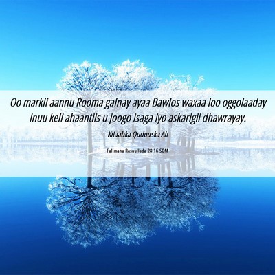 Picture 06 - Falimaha Rasuullada 28:16 SOM - Oo markii aannu Rooma galnay ayaa Bawlos waxaa - Bible Verse Picture
