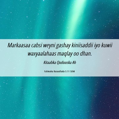 Picture 06 - Falimaha Rasuullada 5:11 SOM - Markaasaa cabsi weyni gashay kiniisaddii iyo - Bible Verse Picture