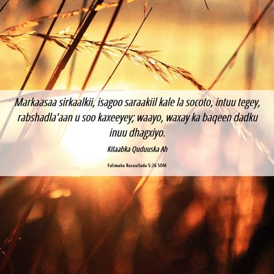 Picture 06 - Falimaha Rasuullada 5:26 SOM - Markaasaa sirkaalkii, isagoo saraakiil kale la - Bible Verse Picture