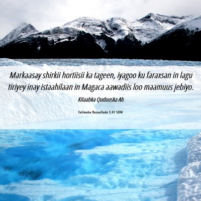Picture 06 - Falimaha Rasuullada 5:41 SOM - Markaasay shirkii hortiisii ka tageen, iyagoo ku - Bible Verse Picture