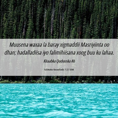 Picture 06 - Falimaha Rasuullada 7:22 SOM - Muusena waxaa la baray xigmaddii Masriyiinta oo - Bible Verse Picture