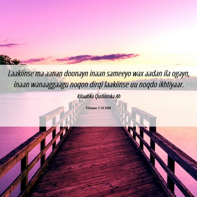 Picture 06 - Filemon 1:14 SOM - Laakiinse ma aanan doonayn inaan sameeyo wax - Bible Verse Picture