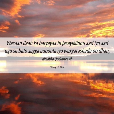 Picture 06 - Filiboy 1:9 SOM - Waxaan Ilaah ka baryayaa in jacaylkiinnu aad iyo - Bible Verse Picture