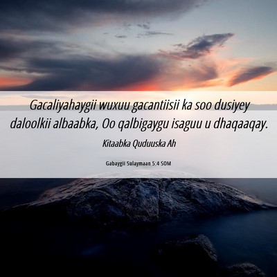 Picture 06 - Gabaygii Sulaymaan 5:4 SOM - Gacaliyahaygii wuxuu gacantiisii ka soo dusiyey - Bible Verse Picture