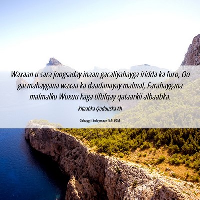 Picture 06 - Gabaygii Sulaymaan 5:5 SOM - Waxaan u sara joogsaday inaan gacaliyahayga - Bible Verse Picture