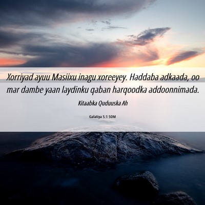 Picture 06 - Galatiya 5:1 SOM - Xorriyad ayuu Masiixu inagu xoreeyey. Haddaba - Bible Verse Picture