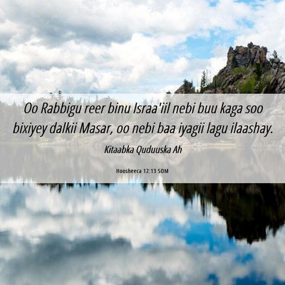 Picture 06 - Hoosheeca 12:13 SOM - Oo Rabbigu reer binu Israa'iil nebi buu kaga soo - Bible Verse Picture