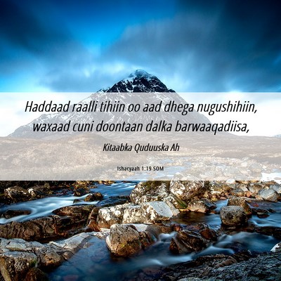 Picture 06 - Ishacyaah 1:19 SOM - Haddaad raalli tihiin oo aad dhega nugushihiin, - Bible Verse Picture