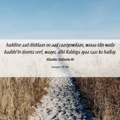 Picture 06 - Ishacyaah 1:20 SOM - haddiise aad diiddaan oo aad caasiyowdaan, waxaa - Bible Verse Picture