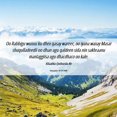 Picture 06 - Ishacyaah 19:14 SOM - Oo Rabbigu wuxuu ku dhex qasay wareer, oo iyana - Bible Verse Picture