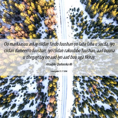 Picture 06 - Ishacyaah 21:7 SOM - Oo markaasuu arkay ciidan fardo fuushan oo laba - Bible Verse Picture