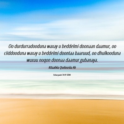 Picture 06 - Ishacyaah 34:9 SOM - Oo durdurradooduna waxay u beddelmi doonaan - Bible Verse Picture