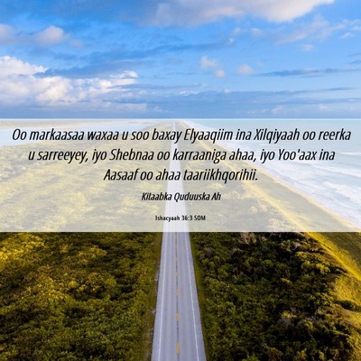 Picture 06 - Ishacyaah 36:3 SOM - Oo markaasaa waxaa u soo baxay Elyaaqiim ina - Bible Verse Picture