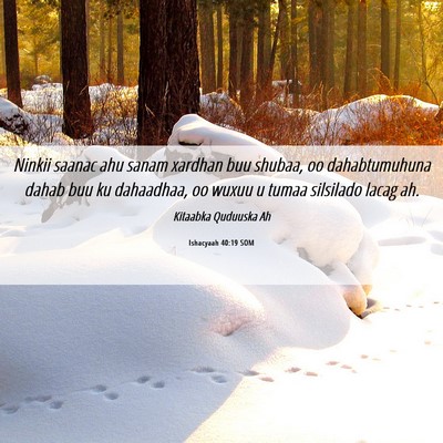 Picture 06 - Ishacyaah 40:19 SOM - Ninkii saanac ahu sanam xardhan buu shubaa, oo - Bible Verse Picture