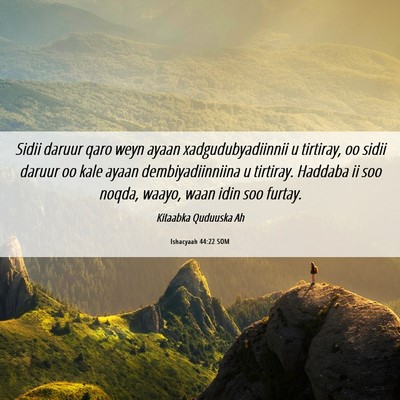 Picture 06 - Ishacyaah 44:22 SOM - Sidii daruur qaro weyn ayaan xadgudubyadiinnii u - Bible Verse Picture