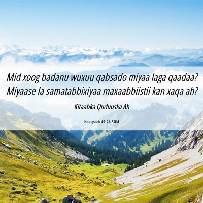 Picture 06 - Ishacyaah 49:24 SOM - Mid xoog badanu wuxuu qabsado miyaa laga qaadaa? - Bible Verse Picture