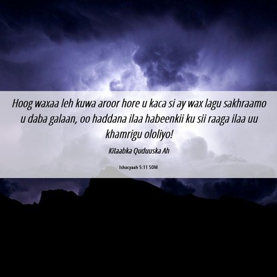 Picture 06 - Ishacyaah 5:11 SOM - Hoog waxaa leh kuwa aroor hore u kaca si ay wax - Bible Verse Picture