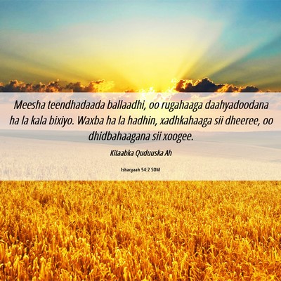 Picture 06 - Ishacyaah 54:2 SOM - Meesha teendhadaada ballaadhi, oo rugahaaga - Bible Verse Picture