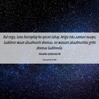 Picture 06 - Ishacyaah 65:6 SOM - Bal eega, tanu hortayday ku qoran tahay, Anigu - Bible Verse Picture