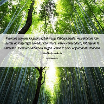 Picture 06 - Ishacyaah 66:5 SOM - Kuwiinna eraygiisa ka gariirow, bal erayga - Bible Verse Picture