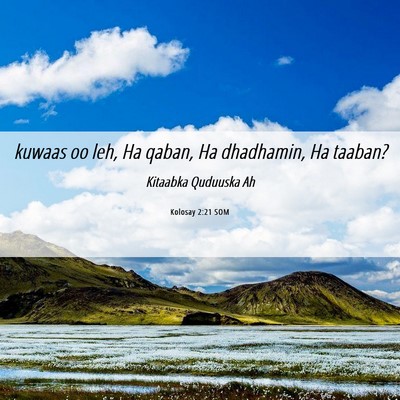 Picture 06 - Kolosay 2:21 SOM - kuwaas oo leh, Ha qaban, Ha dhadhamin, Ha - Bible Verse Picture