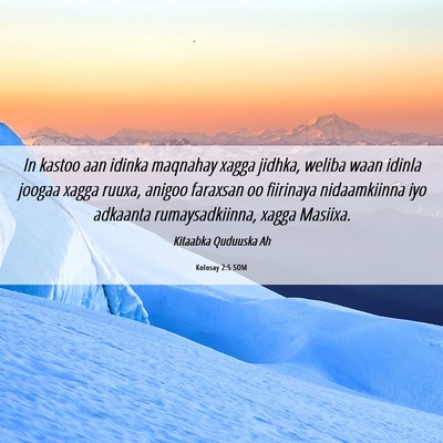 Picture 06 - Kolosay 2:5 SOM - In kastoo aan idinka maqnahay xagga jidhka, - Bible Verse Picture